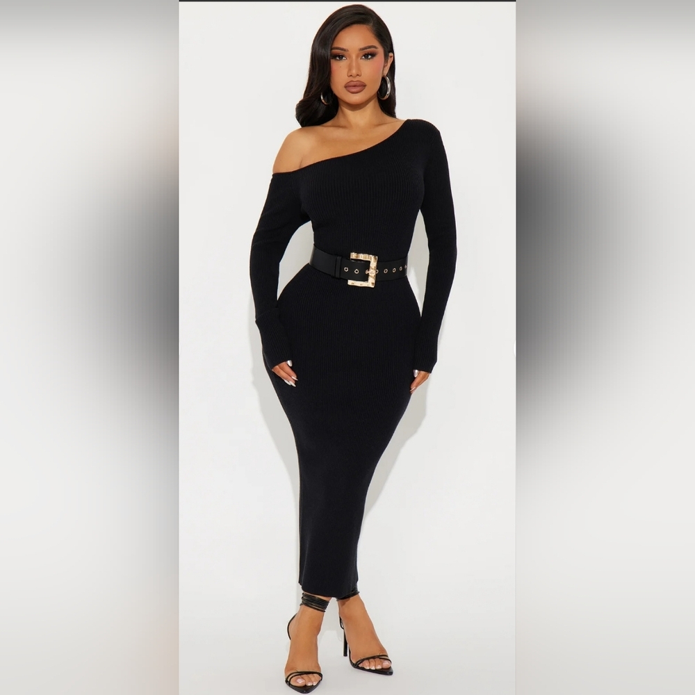 Elegant Black Sweater Dress